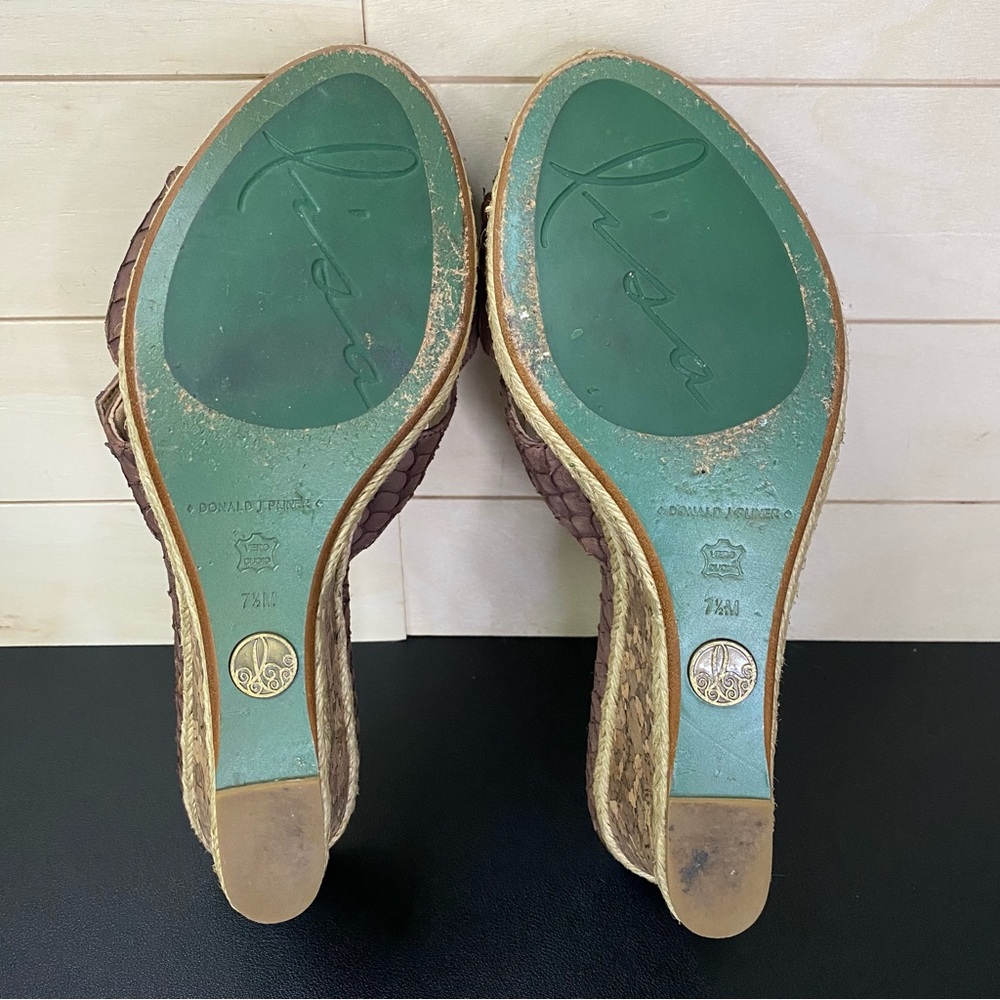 Donald Pliner Lisa Wedge Sandals Women's Size 7.5 Shoes Snakeskin Espadrille - Picture 9 of 11